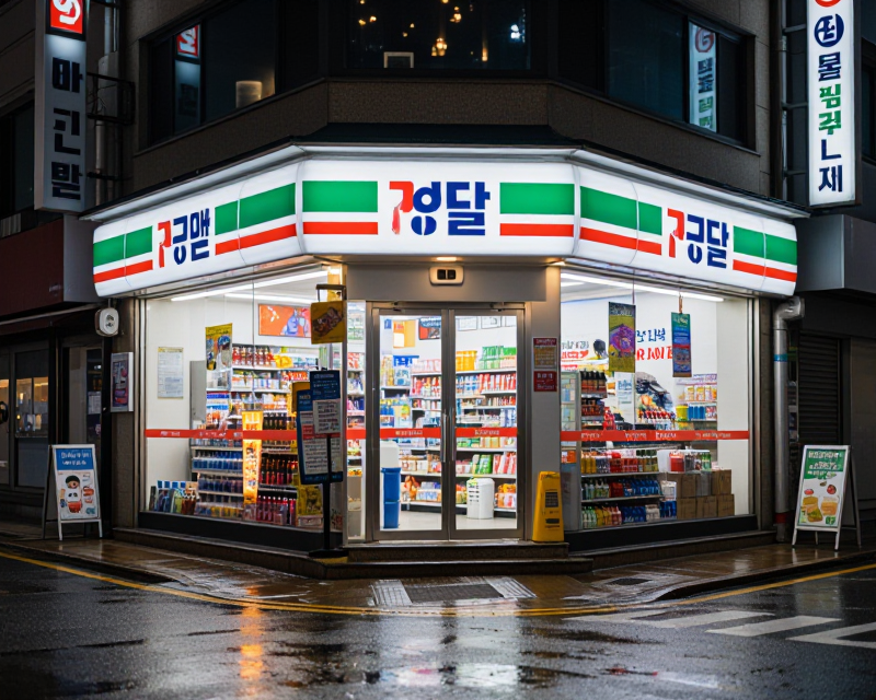 Korean Convenience Store Night Scene