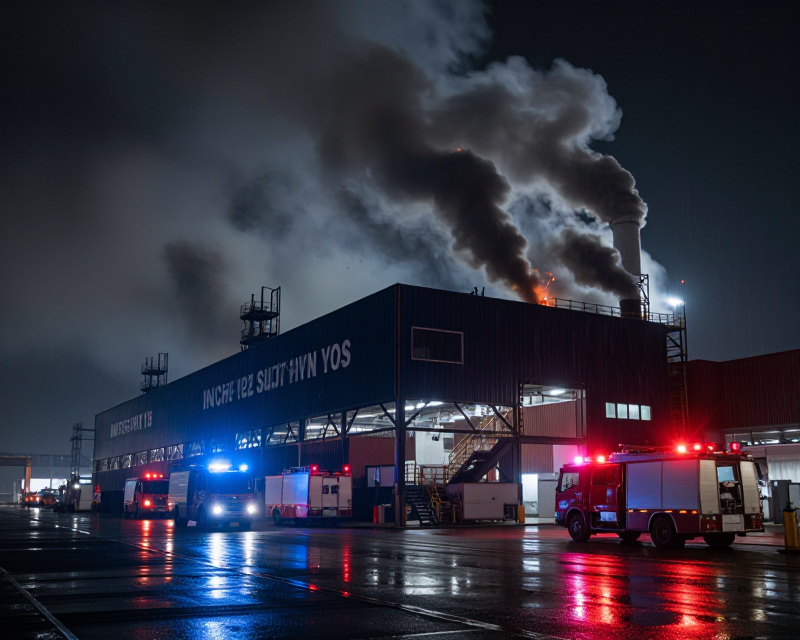 Cinematic Warehouse Fire Aftermath