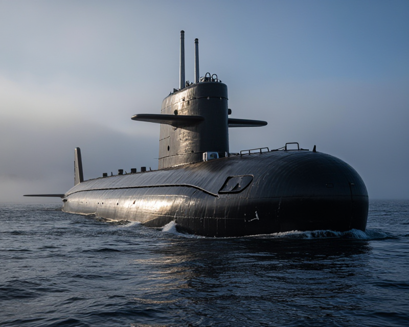 Nuclear Submarine and AI Defense Concept