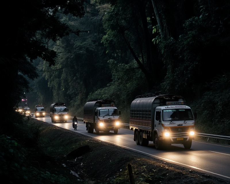Desolate Nepal Highway at Night