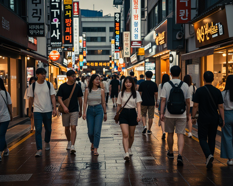 Cinematic view of Myeongdong street